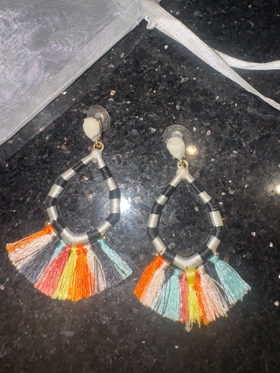 Jewelry - Colorful Tassel Hoop Earrings - Multi Color